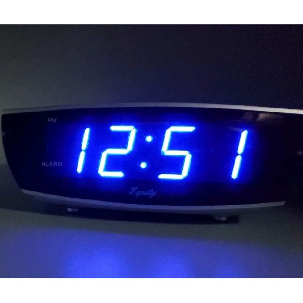 Equity 75903 Blue LED Digital Alarm Clock Quiet‎ Beep Snooze TESTED READ